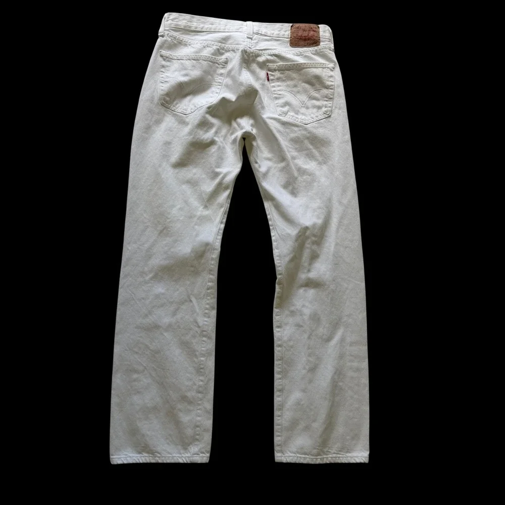 Y2K Levis 501 Original Fit White Denim Jeans 34x32 Fits 33.5x30.5 Button Fly